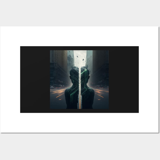 The Matrix Series, Matrix Glitch Code Wall Art by AICreateWorlds